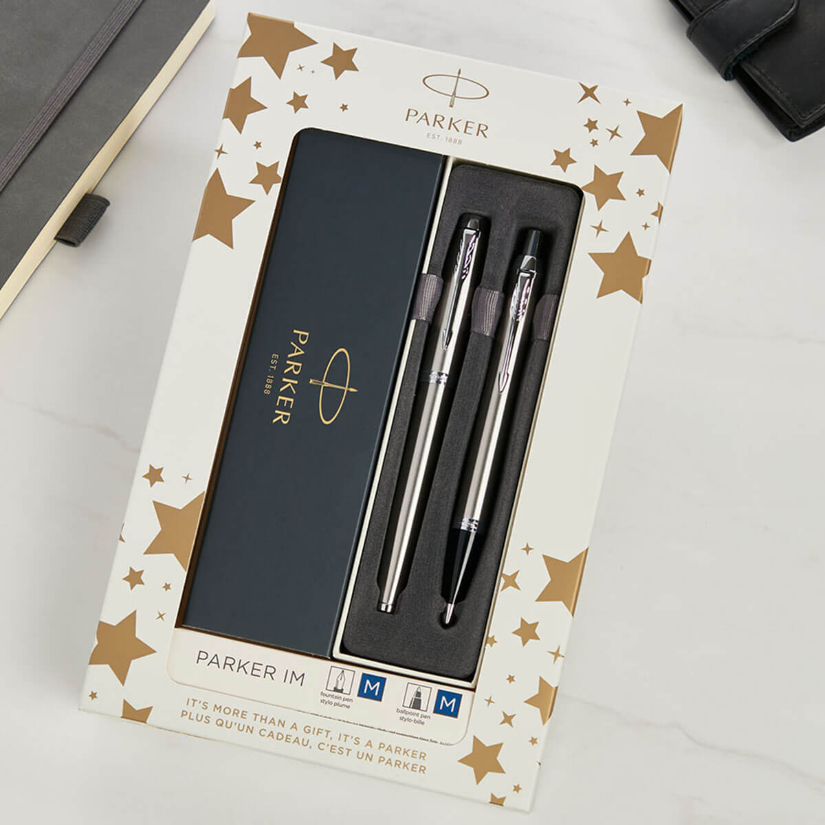 Personalised Parker IM Ballpoint & Fountain Pen Set - Stainless Steel ...