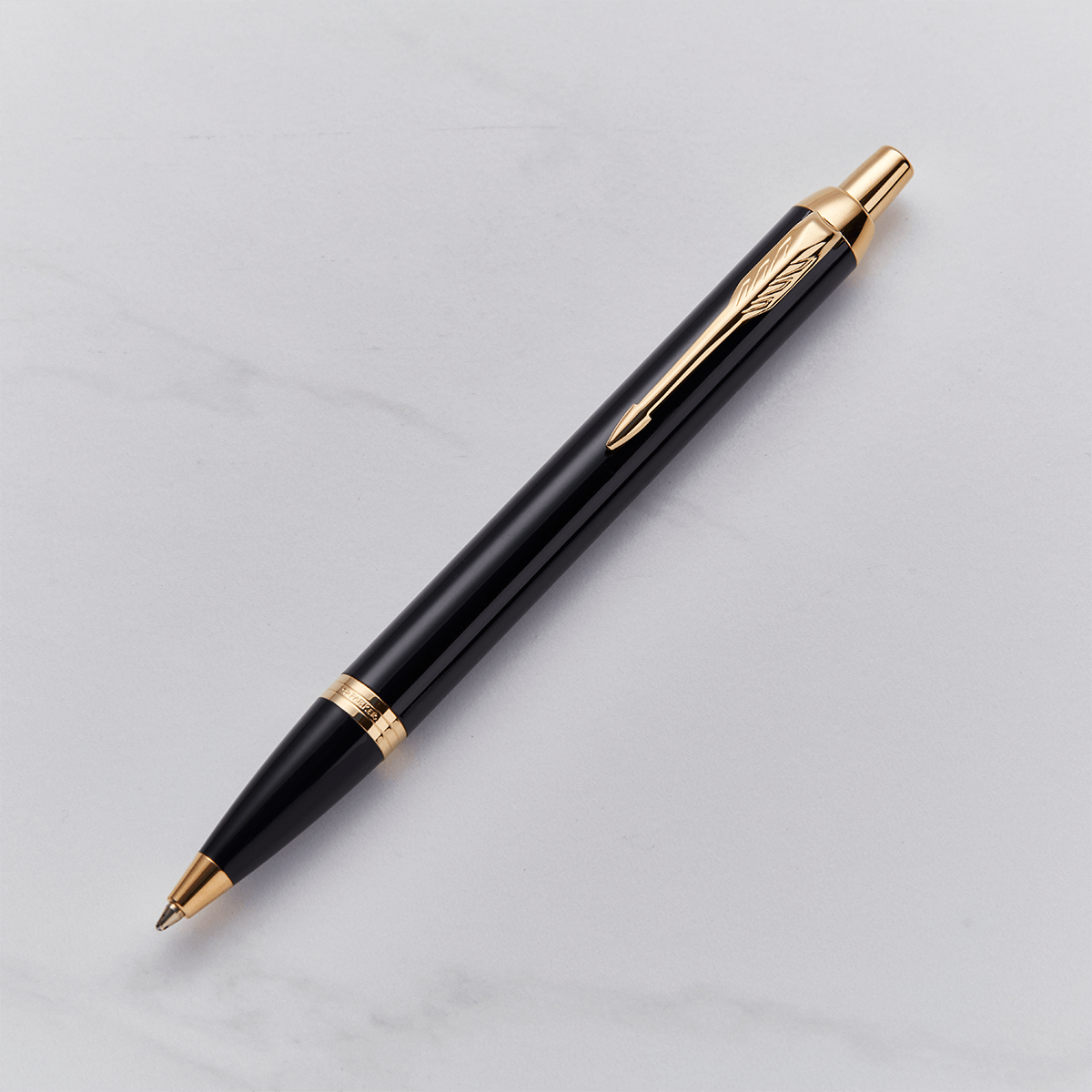 personalised Parker IM Ballpoint Pen - Solid Black - Gold Trim