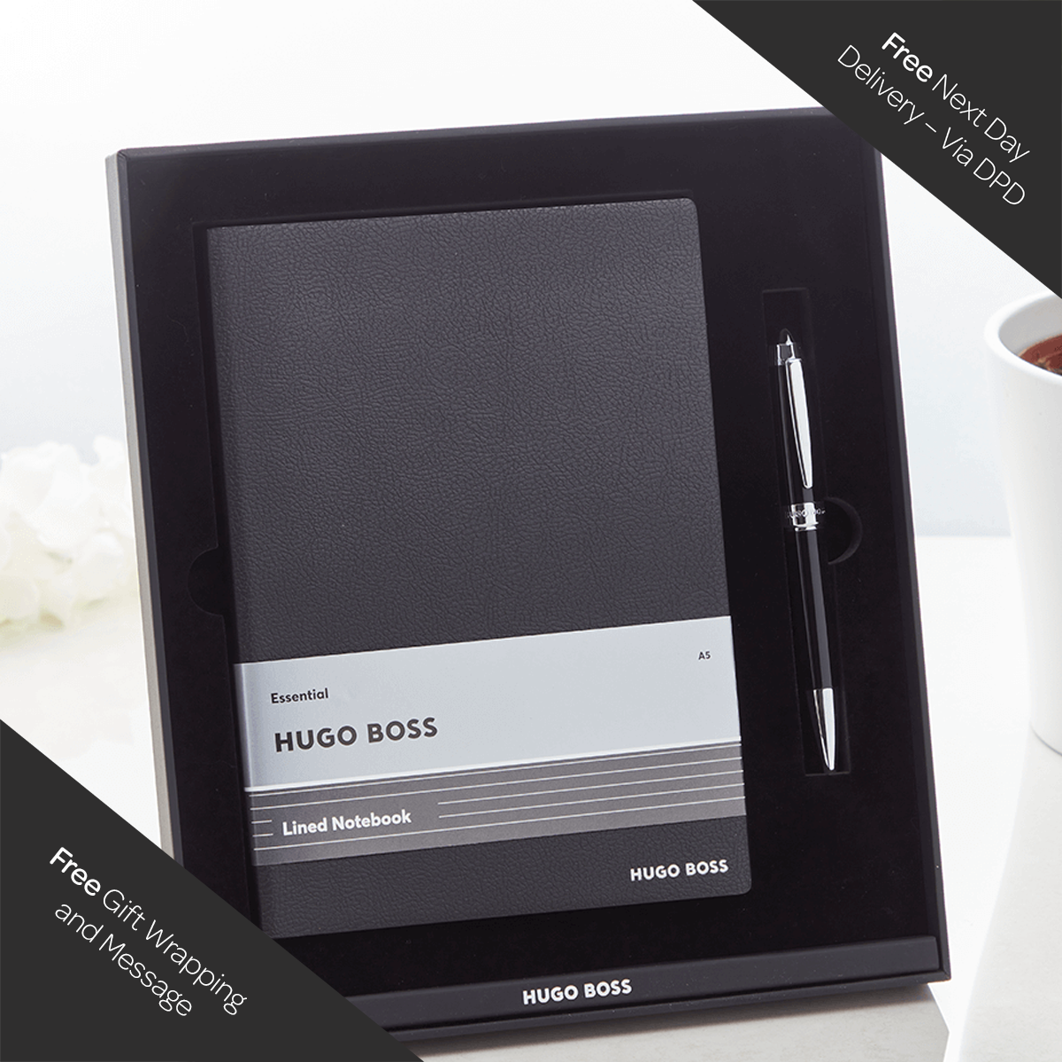 Essential Hugo Boss Black Notebook & Ballpoint Pen Set