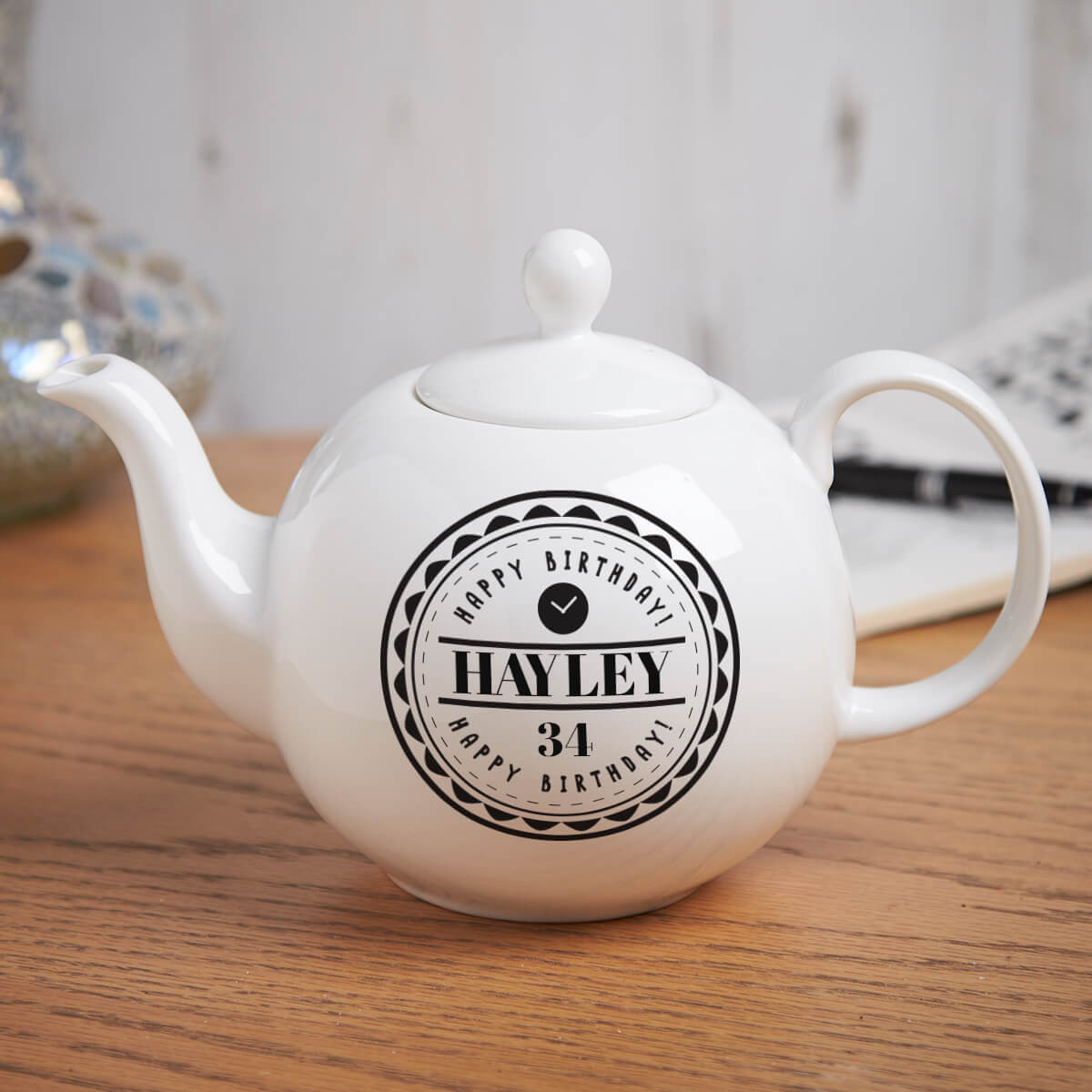 personalised Birthday Time Pot Belly Teapot