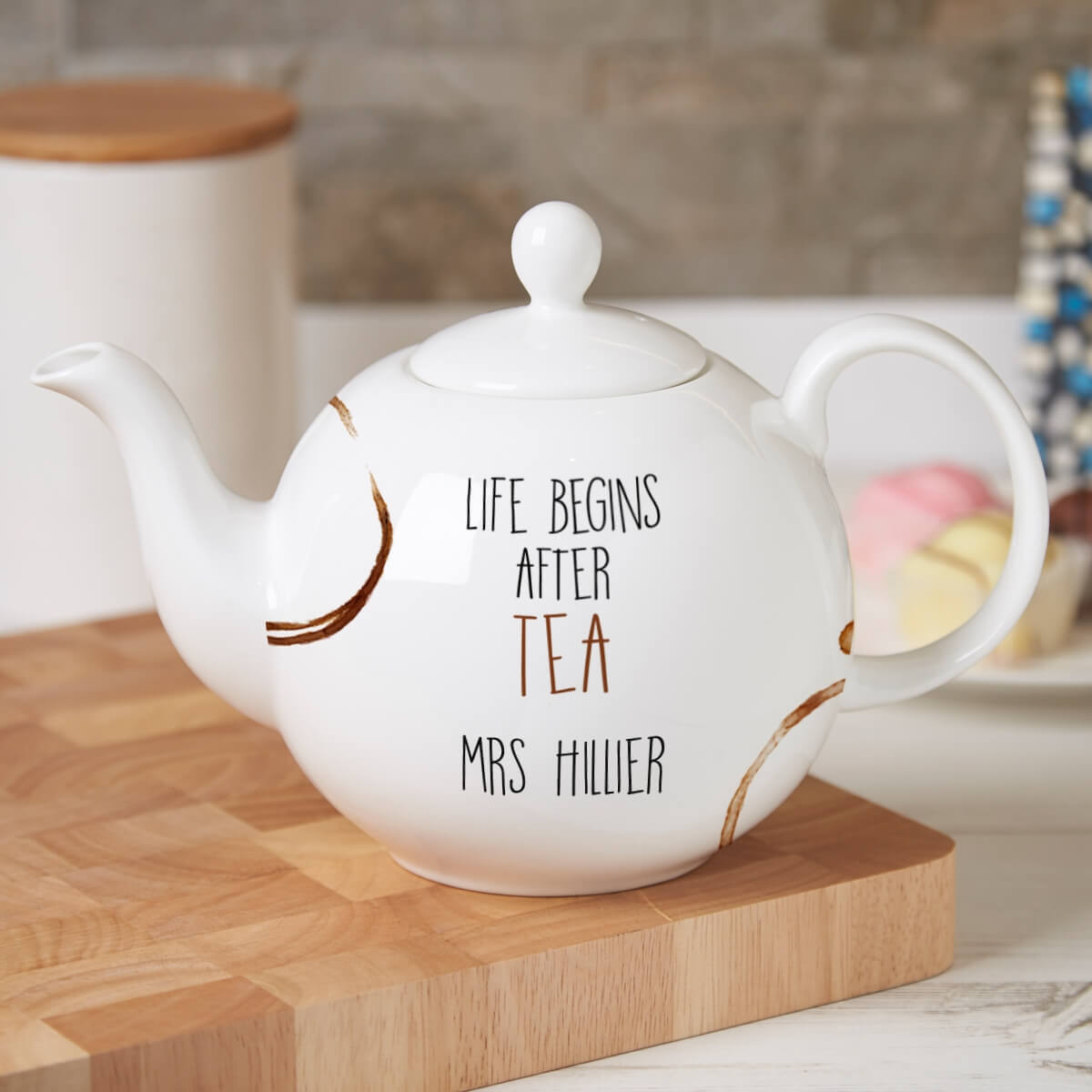 Personalised Life Begins After Tea Bone China Pot Belly Teapot