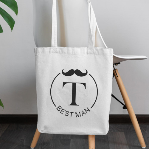 personalised Groomsman Initial Tote Bag