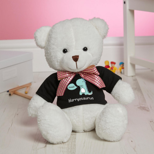 Personalised 'Boys Dinosaurus' White Millie Bear