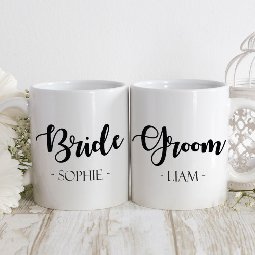personalised bride and groom double durham mugs