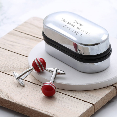 personalised cricket ball cufflinks