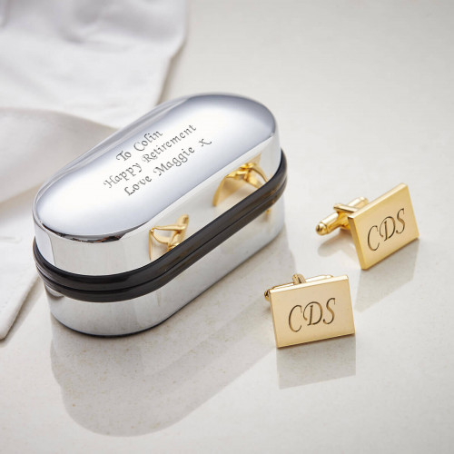 Personalised Gold Finish Rectangle Cufflinks