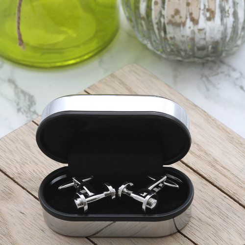 personalised Dumbbell Cufflinks Gift Set