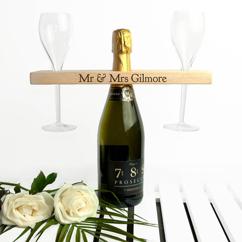 personalised wooden champagne holder