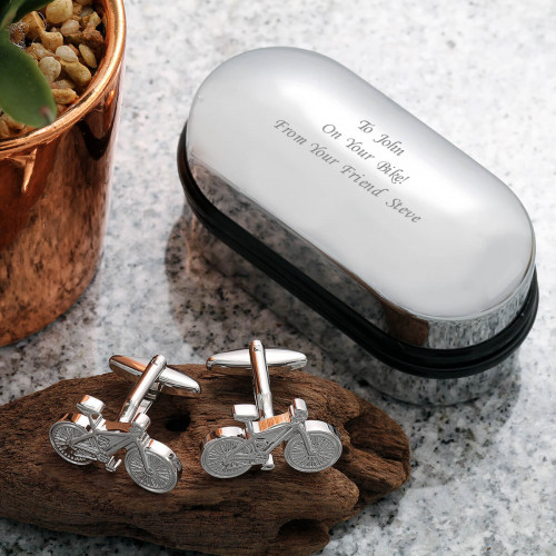 personalised Bicycle Cufflinks Gift Set