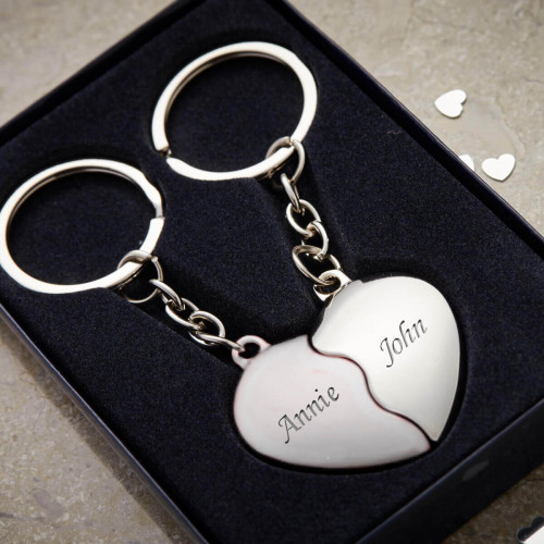 Personalised Two Hearts Keyring