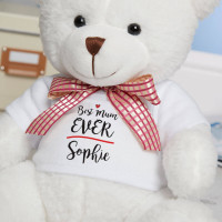 Personalised Best Mum Ever White Fluffy Teddy Bear
