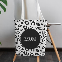 personalised Black Leopard Print Canvas Tote Bag