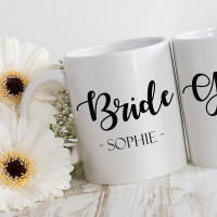 personalised bride and groom double durham mugs