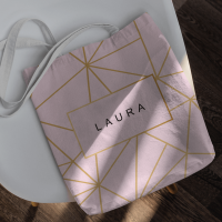 personalised Pink and Gold Geometric Canvas Tote Bag