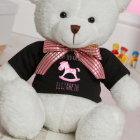 Personalised Pink Rocking Horse White Millie Teddy Bear