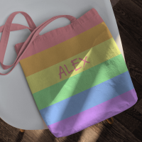 personalised rainbow tote bag